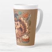 Tasse Latte Cute caricature Thanksgiving dinde et citrouille (Angle droit)