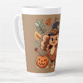 Tasse Latte Cute caricature Thanksgiving dinde et citrouille (Angle gauche)