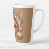 Tasse Latte Cute caricature Thanksgiving dinde et citrouille (Droite)