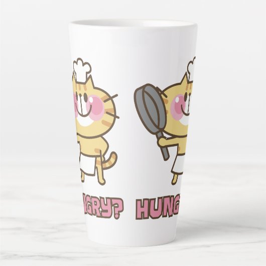 Tasse Latte Cute Cat Caricature Chef Pink Funny Kids Party (Devant)
