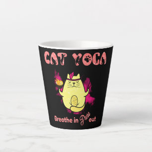 Tasse Latte Cute Cat Yoga - "Respirer, Purr Out"
