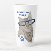 Tasse Latte Cute Chat Dessin Vibes Pawsitive Positivité (Devant)