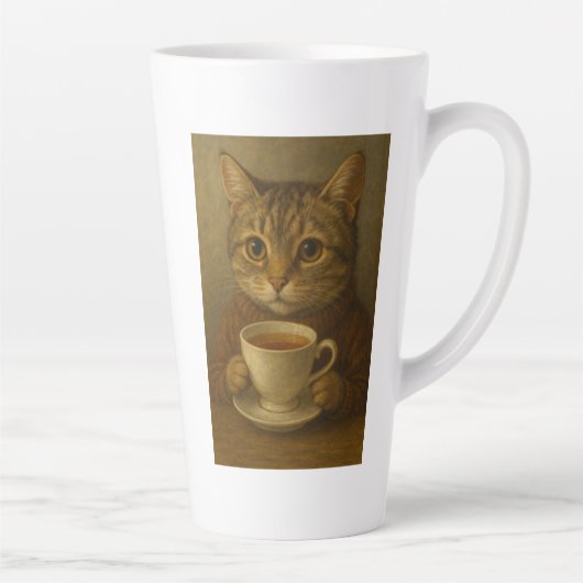 Tasse Latte Cute chaton boit du thé avec vous. (Droite)