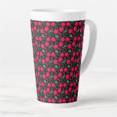 Tasse Latte Cute Cherry Pattern Aesthetic | Red Cherry Seamles (Angle droit)