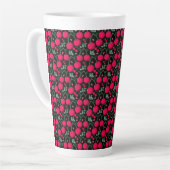 Tasse Latte Cute Cherry Pattern Aesthetic | Red Cherry Seamles (Angle gauche)