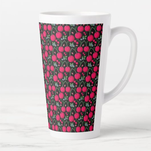 Tasse Latte Cute Cherry Pattern Aesthetic | Red Cherry Seamles (Droite)