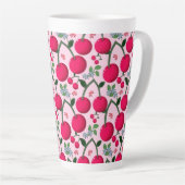 Tasse Latte Cute Cherry  Pattern, Glossy Kawaii Fruit (Angle droit)