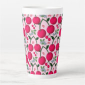 Tasse Latte Cute Cherry  Pattern, Glossy Kawaii Fruit (Devant)