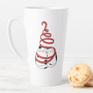 Tasse Latte Cute Christmas cat couples in love minimalist