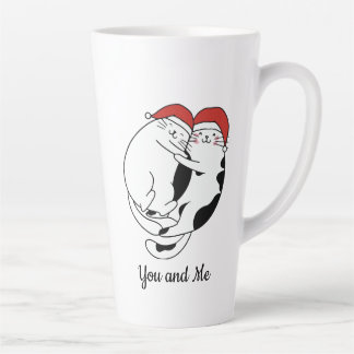 Tasse Latte Cute Christmas cat couples in love minimalist 