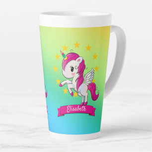 Tasse Latte Cute Colorful Magique Unicorn Rainbow Kids Nom