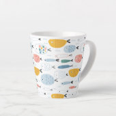 Tasse Latte Cute Doodle École de Motif de poisson (Angle droit)