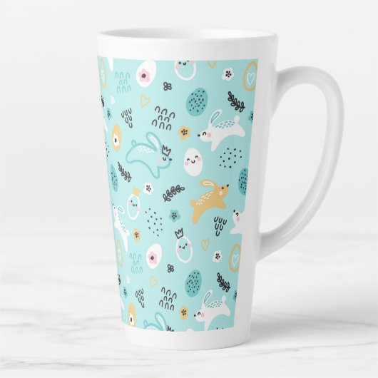 Tasse Latte Cute Easter Bunny Pattern Kawaii Rabbits Eggs  (Droite)