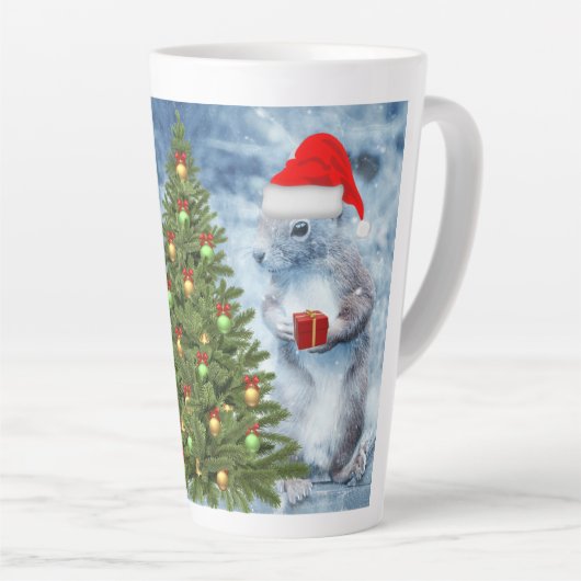 Tasse Latte Cute écureuil Père Noël avec sapin de Noël (Angle droit)