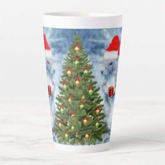 Tasse Latte Cute écureuil Père Noël avec sapin de Noël (Devant)