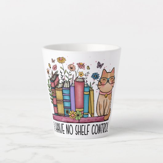 Tasse Latte Cute Floral Livres et Chat (Devant)