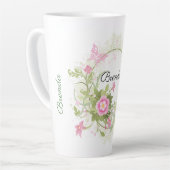 Tasse Latte Cute florale rose florale cuite latte (Angle gauche)