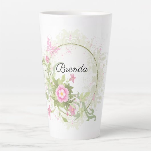 Tasse Latte Cute florale rose florale cuite latte (Devant)