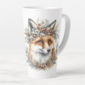 Tasse Latte Cute Fox Floral couronne hiver merveilleux (Angle droit)