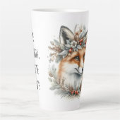 Tasse Latte Cute Fox Floral couronne hiver merveilleux (Devant)