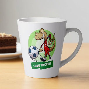 Tasse Latte Cute Gecko Love Soccer Drôle Joueur De Football Dr
