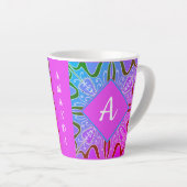 Tasse Latte Cute Girly Whimsical Folk Art rose violet bleu (Angle droit)