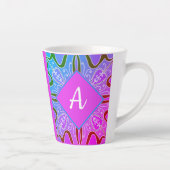 Tasse Latte Cute Girly Whimsical Folk Art rose violet bleu (Droite)