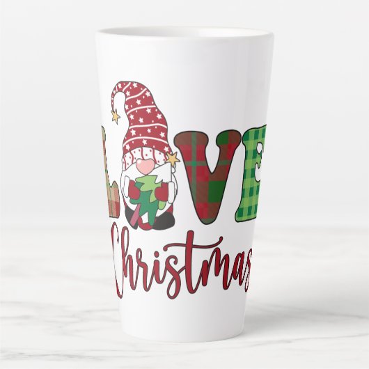 Tasse Latte Cute Gnome Love Christmas Buffalo Plaid (Devant)