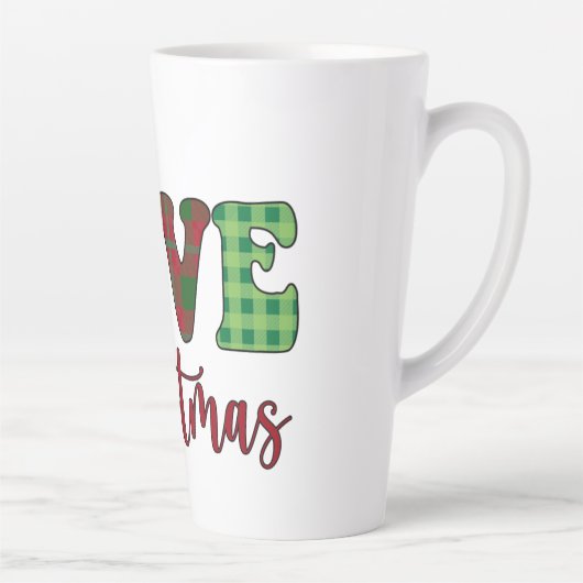 Tasse Latte Cute Gnome Love Christmas Buffalo Plaid (Droite)