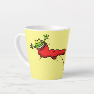 Tasse Latte Cute grenouille dans une chaussette rouge saut de