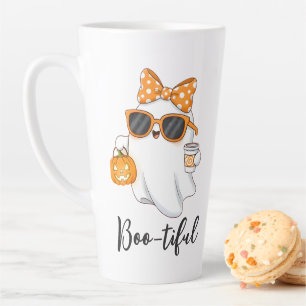 Tasse Latte Cute Halloween Ghost Citrouille épice personnalisé
