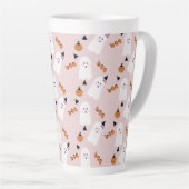 Tasse Latte Cute Halloween Ghost Ghoul Orange Rose Confetti (Angle droit)
