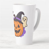 Tasse Latte Cute Halloween Pumpkin with Witch Hat – Ghost & Ba (Angle droit)