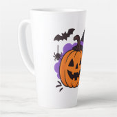 Tasse Latte Cute Halloween Pumpkin with Witch Hat – Ghost & Ba (Angle gauche)