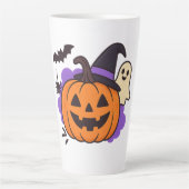 Tasse Latte Cute Halloween Pumpkin with Witch Hat – Ghost & Ba (Devant)