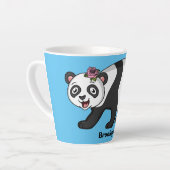 Tasse Latte Cute happy panda bear with flower cartoon (Angle gauche)
