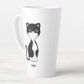 Tasse Latte Cute Happy Tuxedo Chat (Angle gauche)