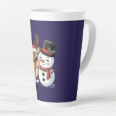 Tasse Latte Cute Holiday Reindeer & Snowman (Angle droit)