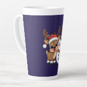 Tasse Latte Cute Holiday Reindeer & Snowman (Angle gauche)