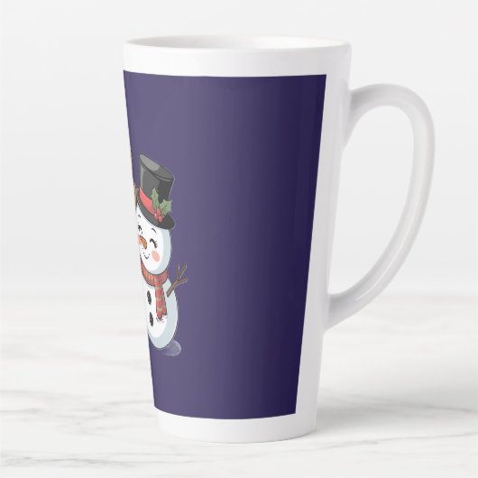 Tasse Latte Cute Holiday Reindeer & Snowman (Droite)