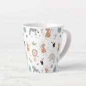 Tasse Latte Cute Jungle Rainforest Animaux Motif (Angle droit)