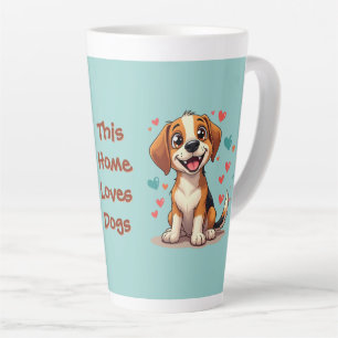 Tasse Latte Cute Kawaii Beagle avec Coeurs Jouer Chien Art