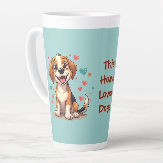 Tasse Latte Cute Kawaii Beagle avec Coeurs Jouer Chien Art (Angle gauche)