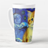 Tasse Latte Cute Kitten Starry Night Van Gogh (Angle gauche)