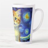 Tasse Latte Cute Kitten Starry Night Van Gogh (Droite)