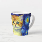 Tasse Latte Cute Kitten Starry Night Van Gogh (Angle droit)