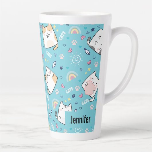 Tasse Latte Cute Kitty Chats Motif Whimsical (Droite)