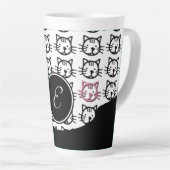 Tasse Latte Cute Kitty (noir, blanc et rose) (Angle droit)
