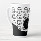 Tasse Latte Cute Kitty (noir, blanc et rose) (Angle gauche)