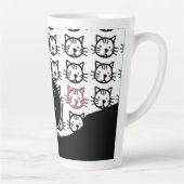Tasse Latte Cute Kitty (noir, blanc et rose) (Droite)